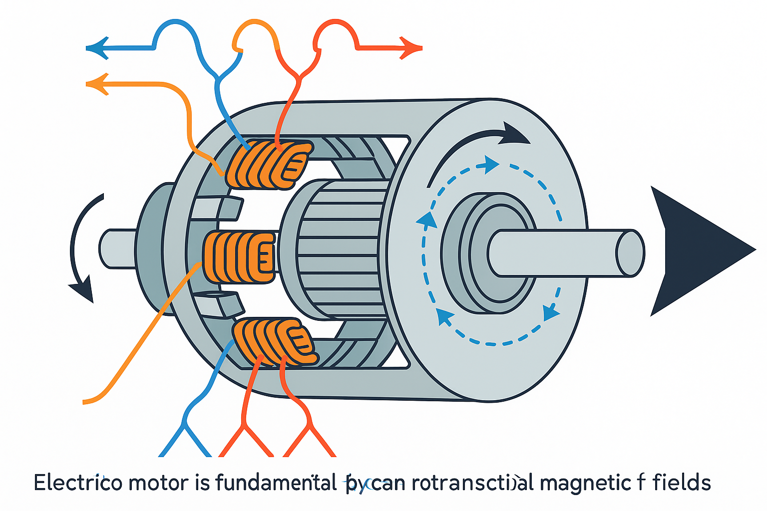 Motor eléctrico y campo magnético rotatorio
