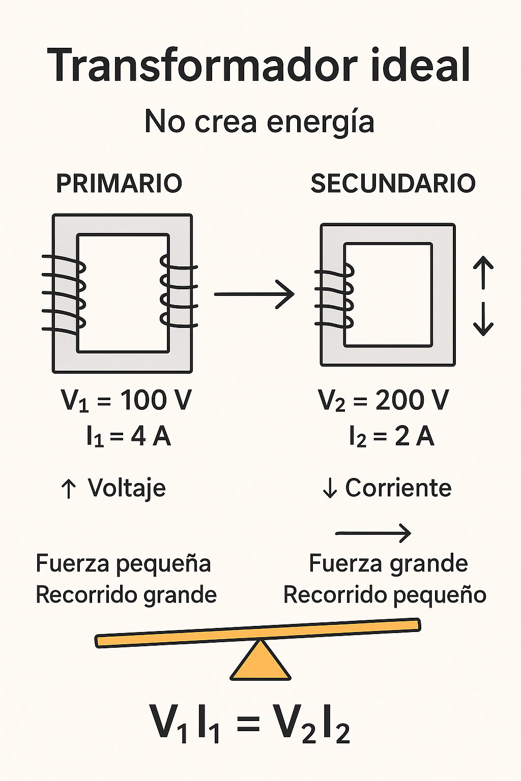 Infografía de transformador ideal
